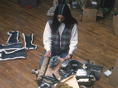 Robin Forbes. Marisol in her studio, ca. 1975-76 (detail). Robin Forbes slides of SoHo, 1975 - 1976. Archives of American Art, Smithsonian Institution.