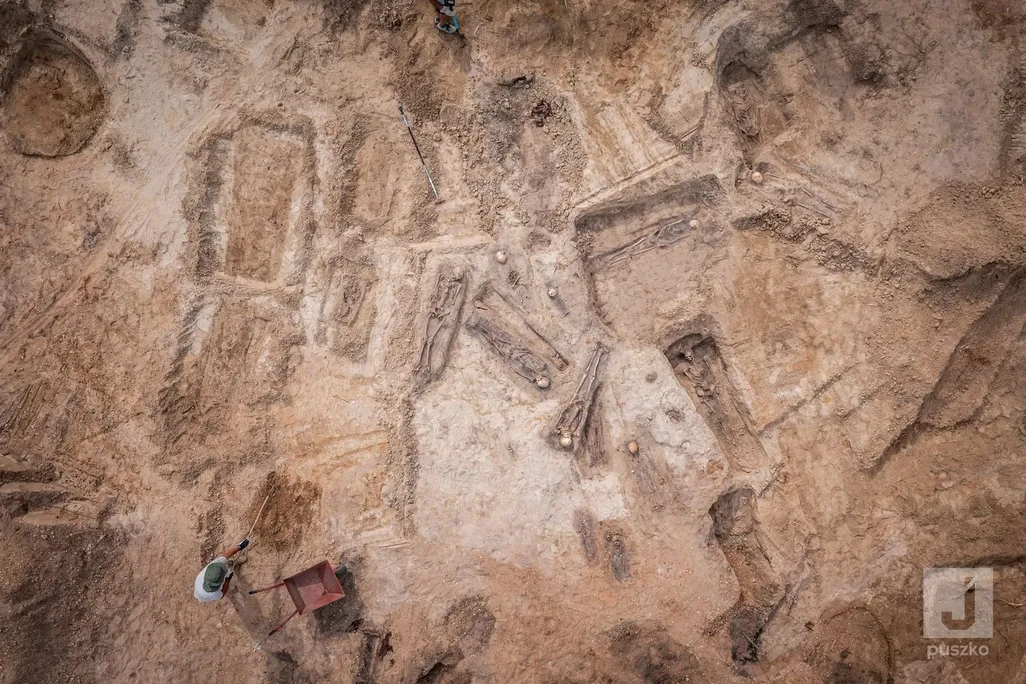 Aerial view of cemetery in Poland
