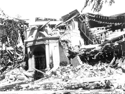 A middle school devastated by the 1933 Long Beach earthquake