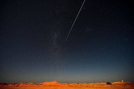 A Japanese space capsule seen falling back to Earth over Australia. The capsule, released from the JAXA space probe Hayabusa2, contains samples of an asteroid called Ryugu that is located roughly 180 million miles from our planet. 