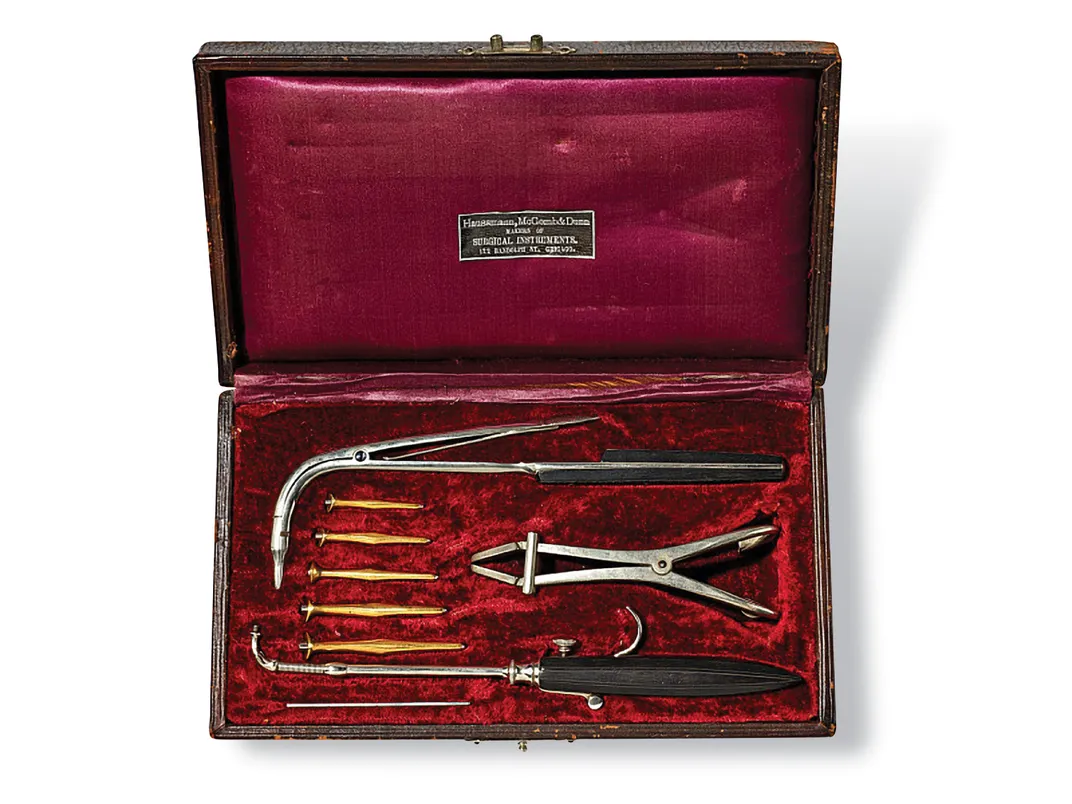 An intubation kit from the late 1800s