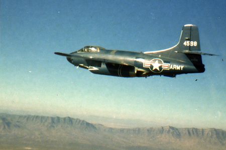 Skyknights were Navy birds, but the one he flew in wore Army livery for special duty.