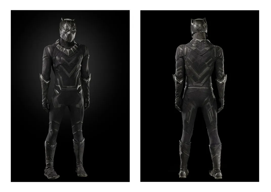 Front and back of Black Panther uniform