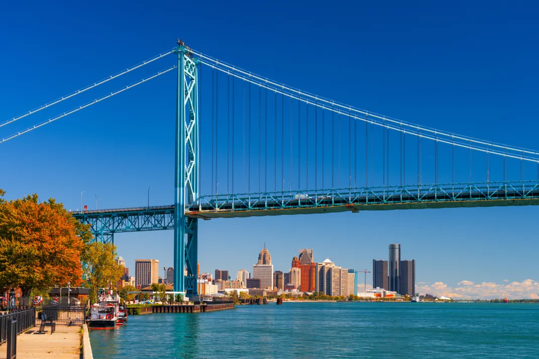 View of Detroit and the Ambassador Bridge
