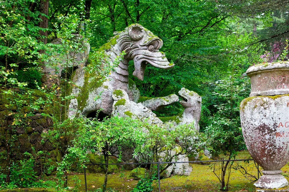 Statues of dragons at the Sacro Bosco