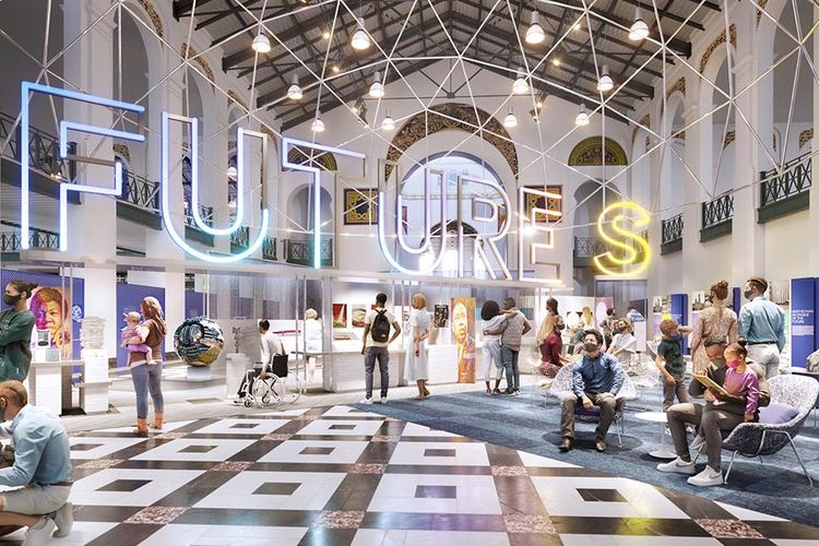 Artist's rendering of "Futures," an upcoming exhibition at the Smithsonian's Arts and Industries Building (main longform)