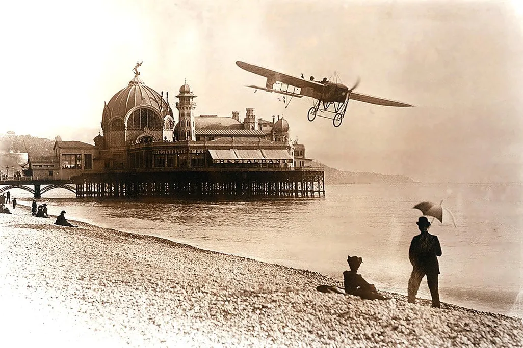 Bleriot XI-2 over a beach