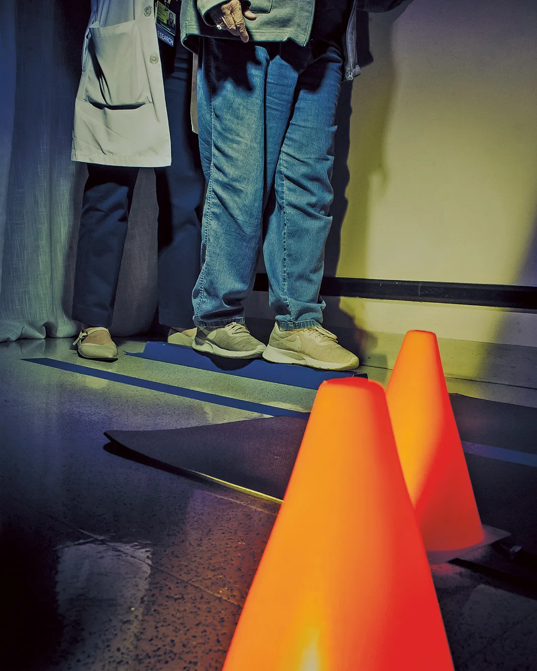 Walking on a balance beam.