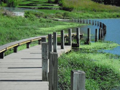 A winding walkway from Mary Miss&#39;&nbsp;Greenwood Pond: Double Site&nbsp;in 2014