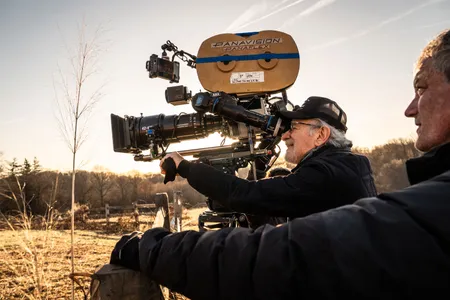 Director Steven Spielberg on the set of&nbsp;Disclosure Day, his latest UFO-inspired film