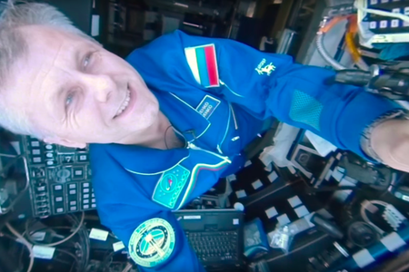 Andrei Borisenko filming one of his 360-degree tours of the space station.