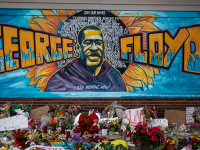 A makeshift memorial and mural outside Cup Foods, where George Floyd was killed by a Minneapolis police officer on Sunday, May 31