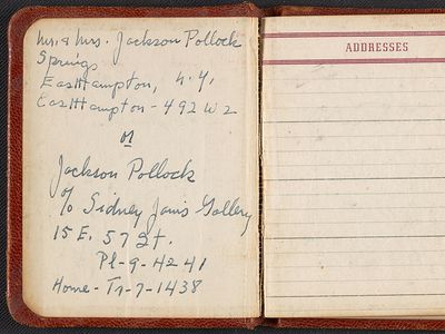 Jackson Pollock and Lee Krasner's address book, circa 1950-1956