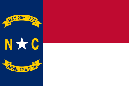 The flag of North Carolina includes the dates traditionally associated with the Mecklenburg Declaration of Independence and the 1776 Declaration of Independence.
