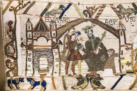 Scene from the Bayeux Tapestry, which famously depicts William the Conqueror's victory over the so-called Anglo-Saxons