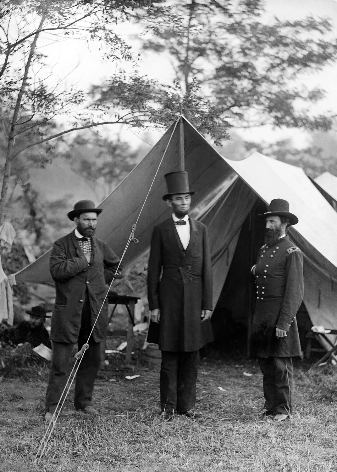 Allan Pinkerton (left) with Abraham Lincoln and General George B. McLellan