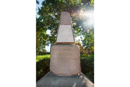 The Thomas Jefferson original granite base and obelisk is now complete with a Smithsonian-made reproduction of the marble plaque and on view at the University of Missouri.