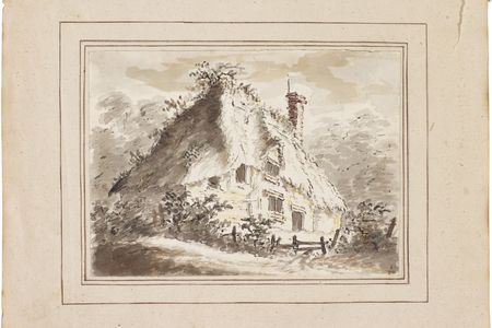 The Deserted Cottage (circa 1797) is the original drawing for Constable's only surviving etching from the period.
