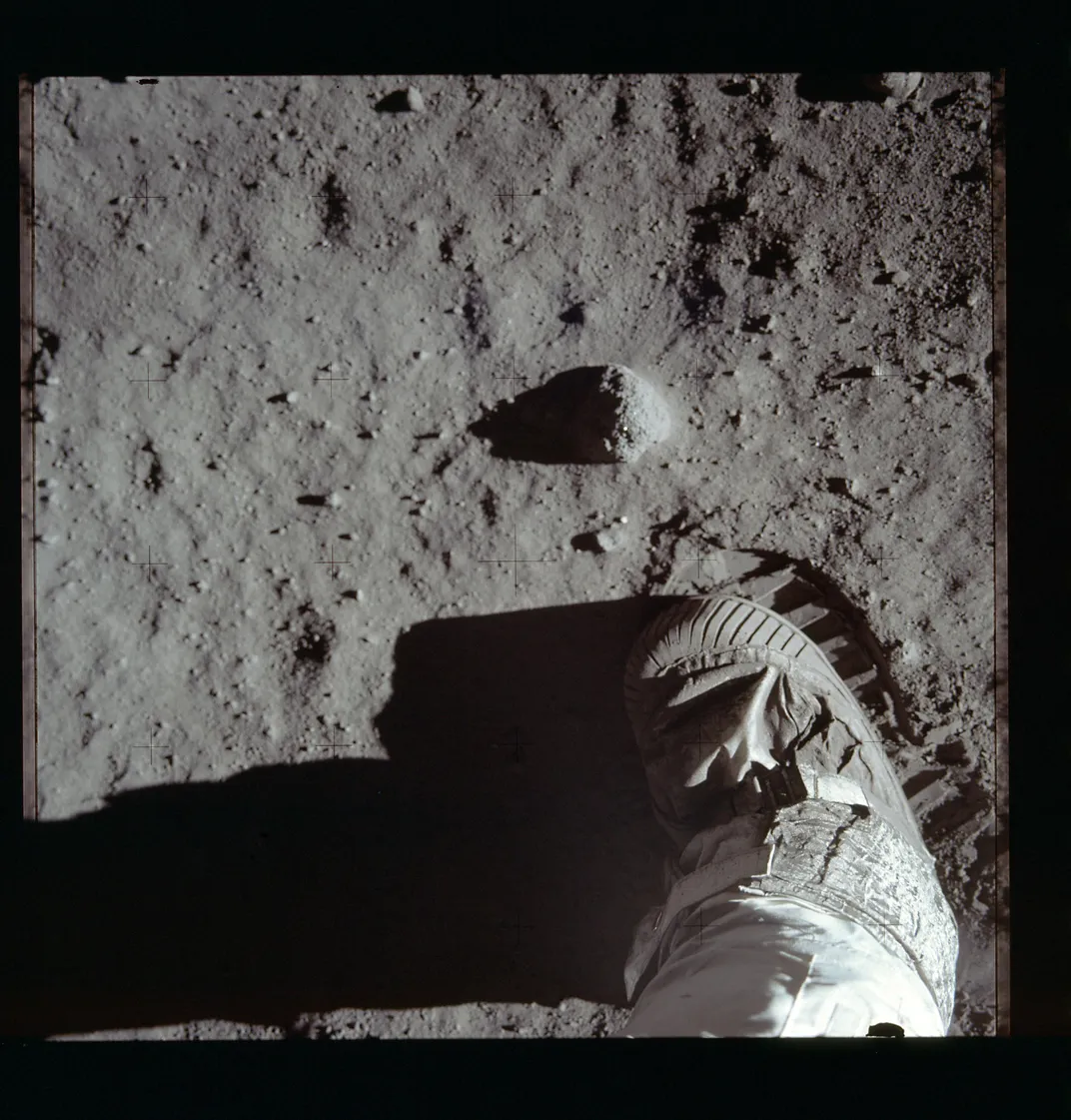 Aldrin footprint on the Moon