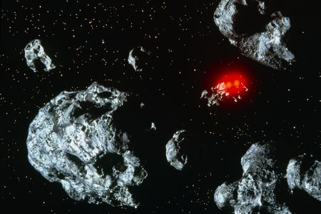 An artist's interpretation of a mission to an Asteroid