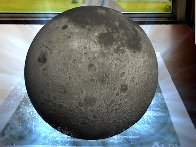 Fake moon on a real table, courtesy of the planetARy app.