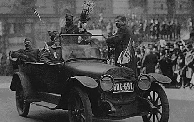 Henry Johnson and the Harlem Hellfighters in a parade up Fifth Avenue upon their return to New York in February, 1919.