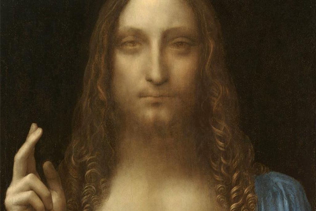 Close-up view of Salvator Mundi