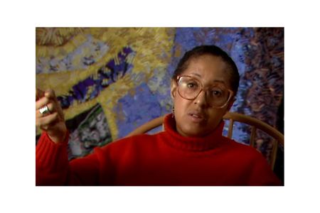 Howardena Pindell and Linda Freeman. Still from Interview with Howardena Pindell, 1991 January 14. Linda Freeman papers, 1971-2015. Archives of American Art, Smithsonian Institution. © Linda Freeman, L and S Video