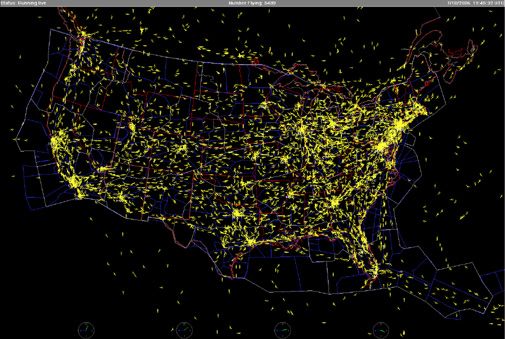 A snapshot of who was flying where on a summer afternoon.