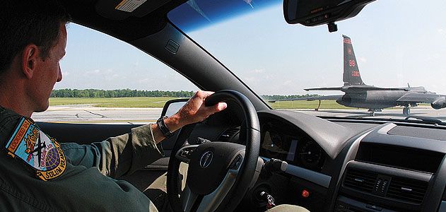 The driver tailing the U-2 is himself a U-2 pilot.