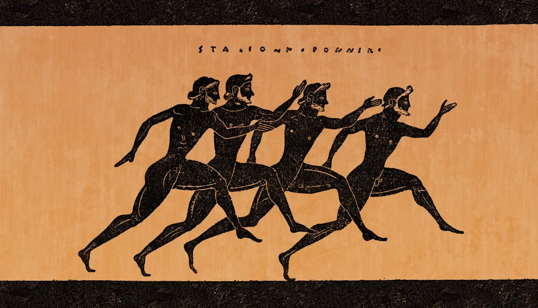 Olympic runners depicted on a Greek vase