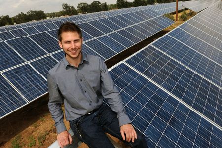 David Amster-Olszewski, founder of SunShare, at one of the "solar gardens" his company built in Colorado
