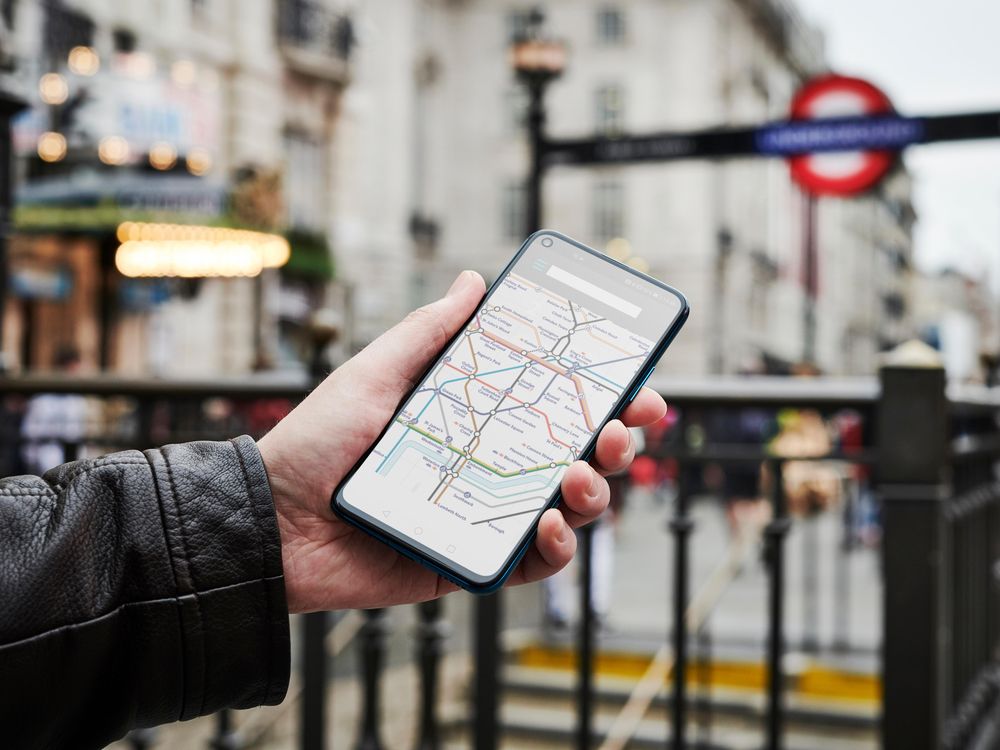 Smartphone showing London underground map