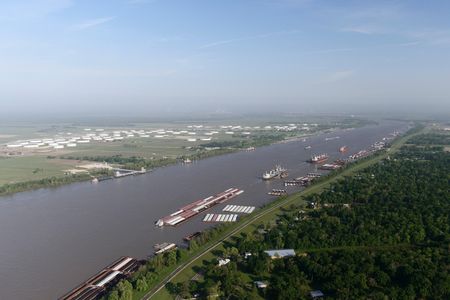 Ships along the Mississippi River in New Orleans