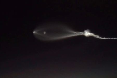 Visiting spaceship?  Nope, just a SpaceX rocket launch over California.