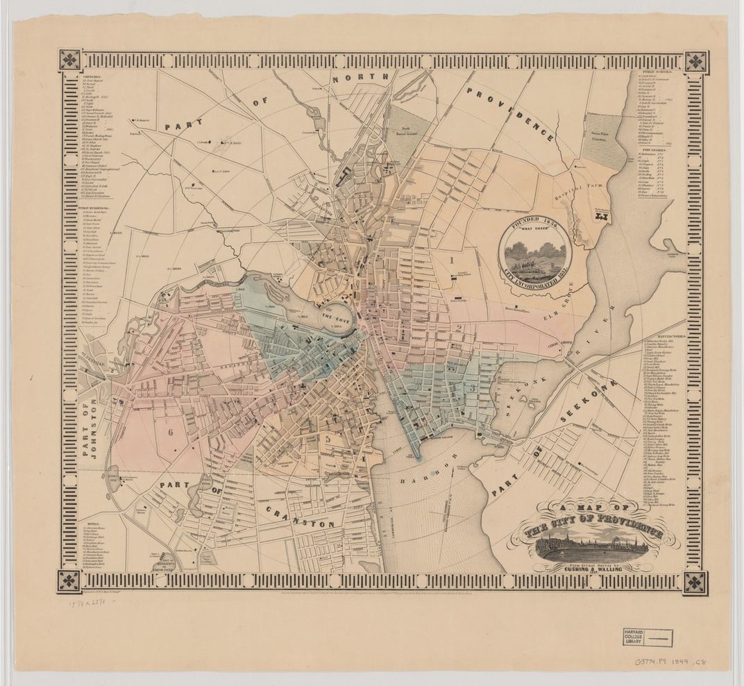 1849 map of Providence, Rhode Island