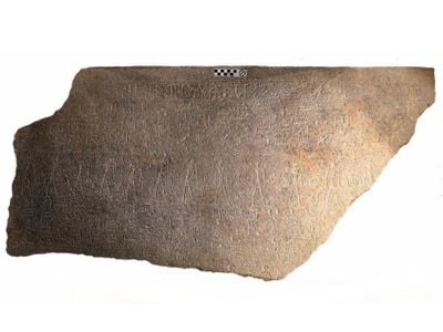 Measuring more than five and a half feet long and three inches thick, the fragment represents almost an entire wall of the sarcophagus.