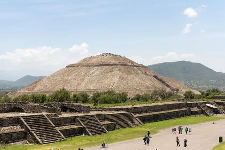 Researchers estimate that ancient builders used roughly&nbsp;226,085,379 square feet&nbsp;of rock, dirt&nbsp;and adobe to construct the three main pyramid complexes in Teotihuac&aacute;n's city center. Pictured here is&nbsp;the Pyramid of the Sun.