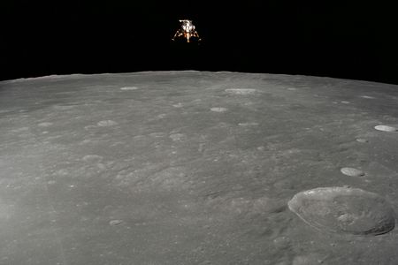 In November 1969, Apollo 12 astronaut Dick Gordon took this photo of the Lunar Module Intrepid just after it separated from his Command Module.