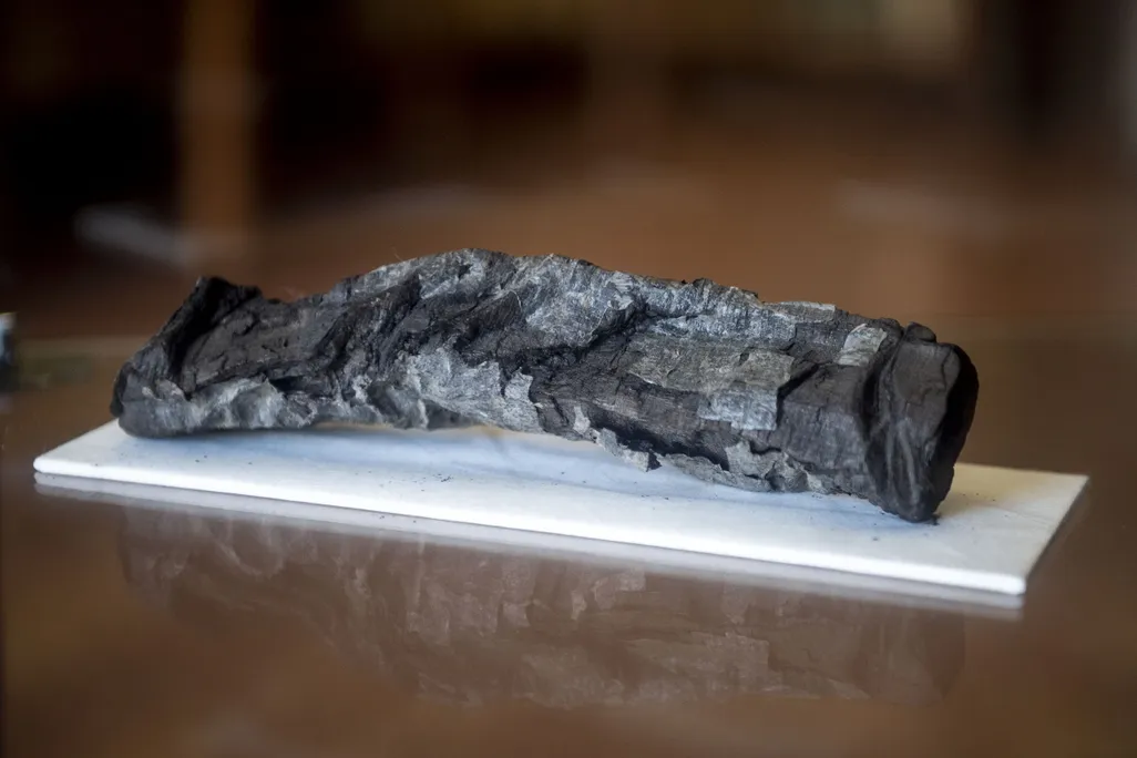 A blackened scroll