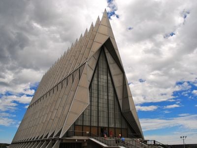 The U.S. Air Force Academy chapel is a modernist tribute to both aircraft design and the Colorado mountains.