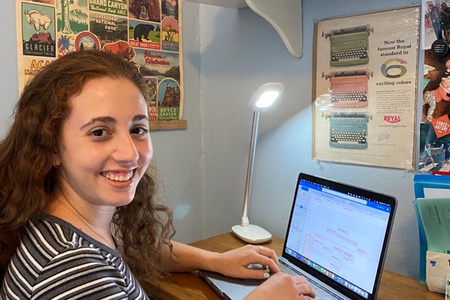 As a virtual intern with the National Museum of American History, Samara Angel, works on coordinating a meeting for her professional learning projects in Experience Design. (National Museum of American History)