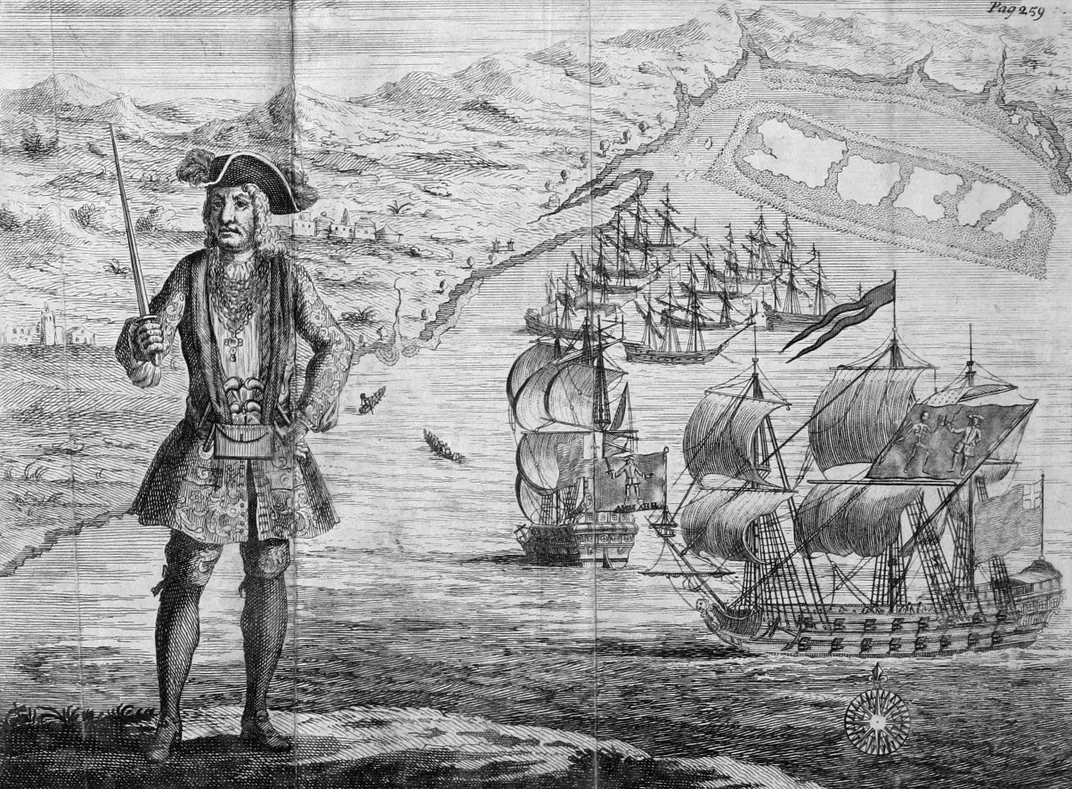 An engraving of Bartholomew Roberts from A General History of the Pirates​​​​​​​