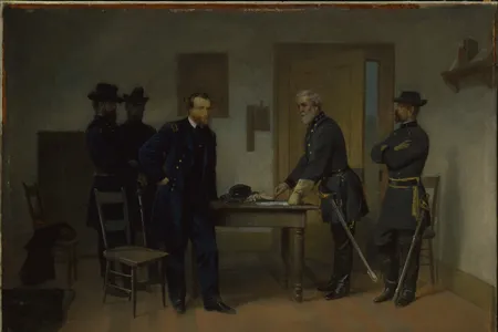 Lee surrendering to Grant at Appomattox