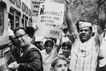 C.O.R.E Demonstration for Fair Housing, August 21, 1963.

Before the Fair Housing Act of 1968, a practice known as redlining limited loans to owners in minority neighborhoods which contributed to housing decay. Discrimination also prevented minorities from moving into better neighborhoods. A Department of Buildings survey in August 1963 revealed over 16,000 housing violations in a single month. Over 379 cases were turned over to the criminal court for prosecution.
