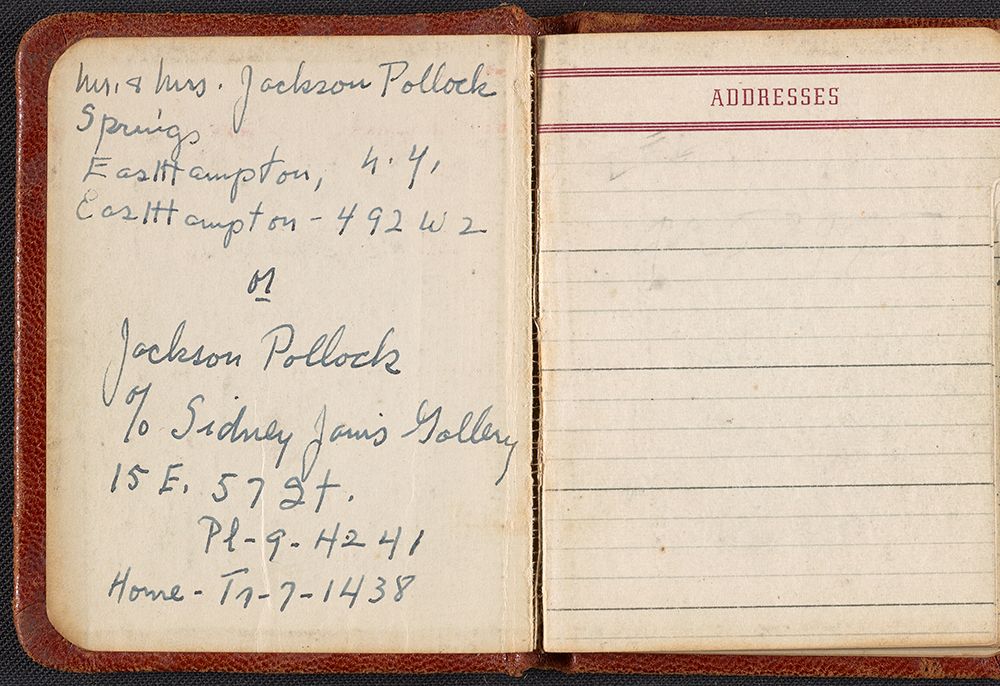 Jackson Pollock and Lee Krasner's address book