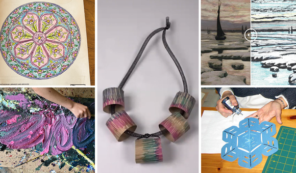 Five images of art projects inspired by the Smithsonian