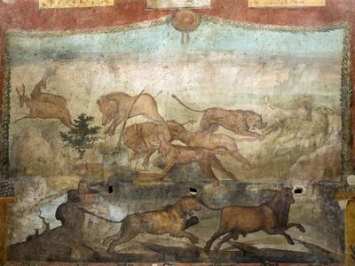 Newly Restored Pompeiian Frescoes Capture Hunting Scenes in Vivid Detail image