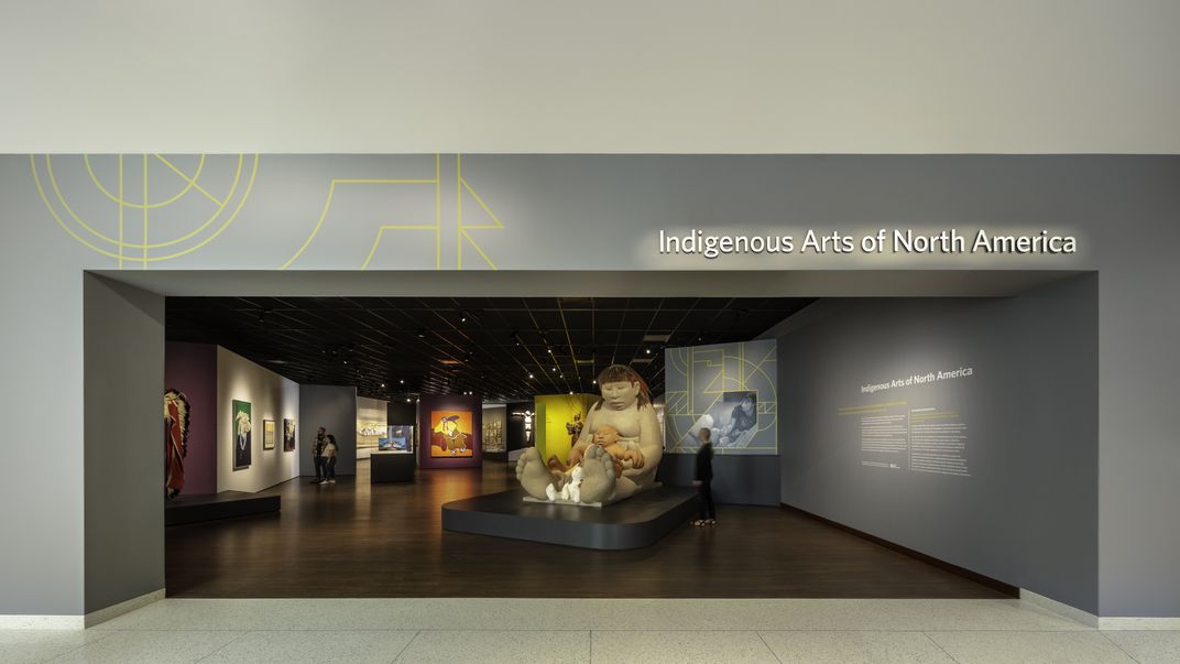 An interview view of the new Indigenous Arts of North American gallery