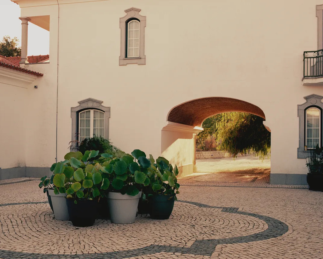 The courtyard of Ai’s house, which had been the vacation home of a wealthy Portuguese lawyer and his family. Ai bought the home with the furniture still inside. “It’s comfortable,” he says. “The architecture is 20 years old, maybe 23 years old. It looks c